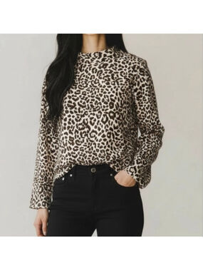J. Crew leopard high neck hi low blouse size 00